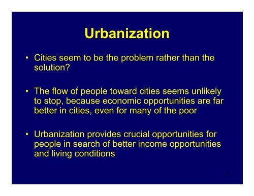 Urbanization Urbanization Economic Growth and Economic Growth ...