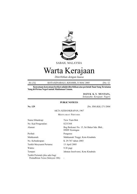 Warta Kerajaan - Sabah