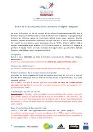 Droits de formation 2012-2013: attention, les rÃ¨gles ... - OnlineTri.com