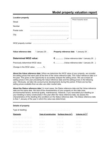 Model property valuation report - Waarderingskamer