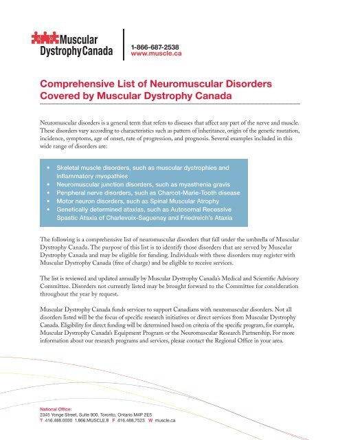 Comprehensive List of Neuromuscular Disorders Covered by ...