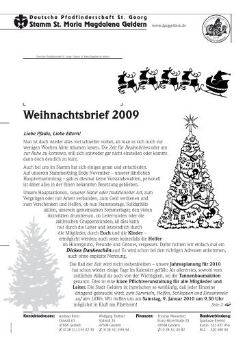 Weihnachtsbrief 2009 - DPSG Geldern