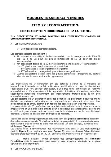 MODULES TRANSDISCIPLINAIRES ITEM 27 : CONTRACEPTION.