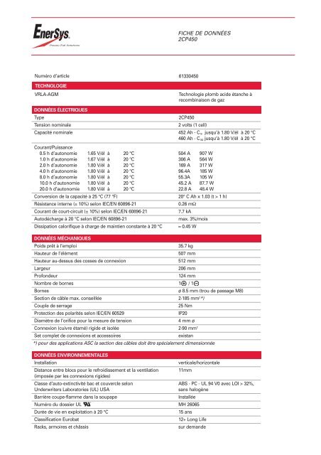 French CP450 - Enersys - EMEA