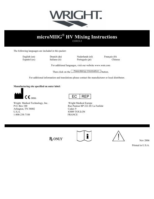 English - Wright Medical Technology, Inc.