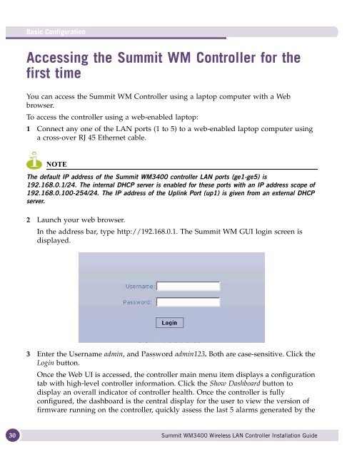 SummitÃ‚Â® WM3400 Wireless LAN Controller ... - Extreme Networks