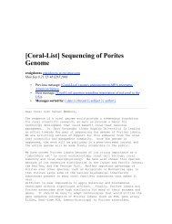 Sequencing of Porites Genomes - NOAA Coral Reef Information ...