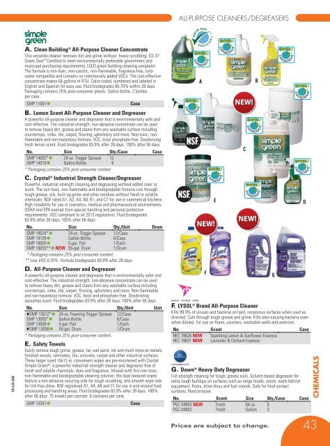 CHEMICALS & JANITORIAL SUPPLY Catalog 2015, pages 1-79
