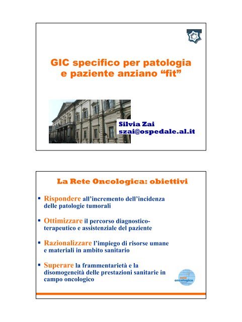 GIC specifico per patologia e paziente anziano âfitâ - ASL AL