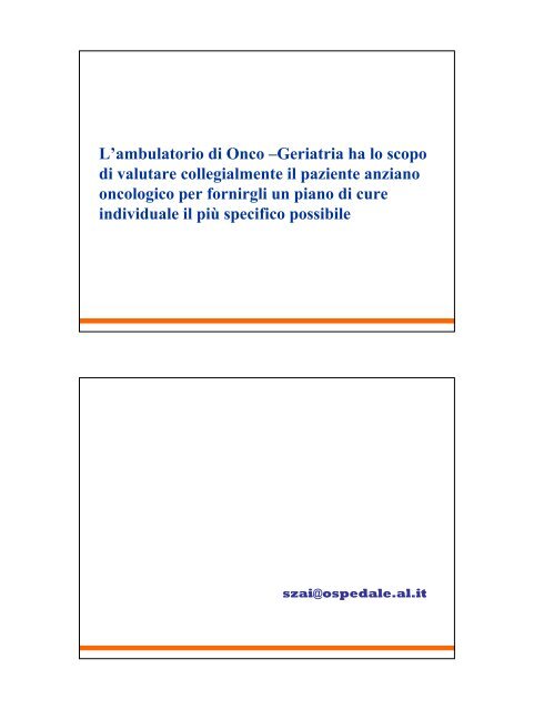 GIC specifico per patologia e paziente anziano âfitâ - ASL AL