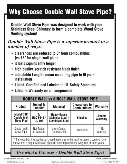 DSP Double Wall Stove Pipe - No Utility Bills