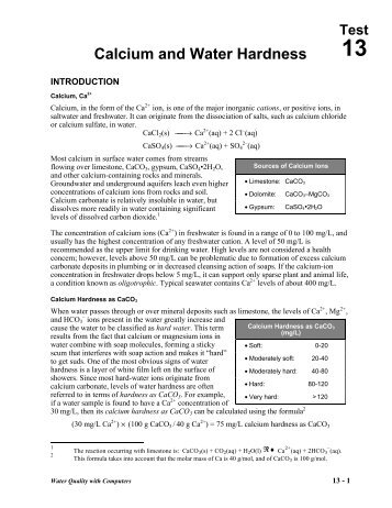 Calcium and Water Hardness