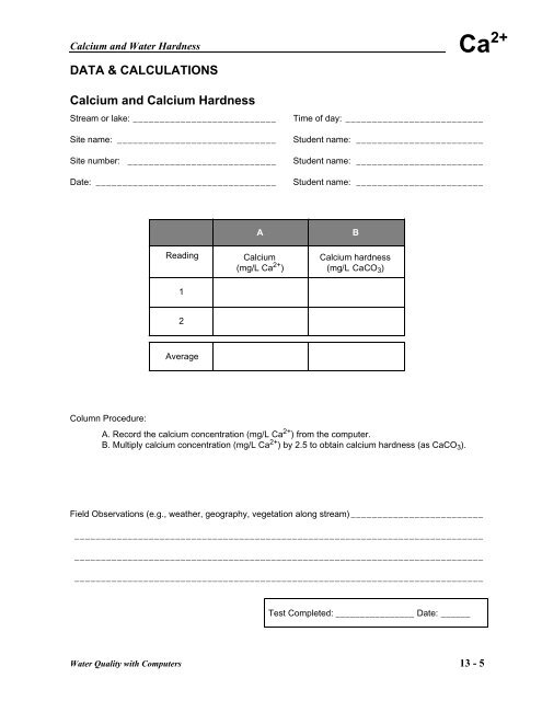 Calcium and Water Hardness