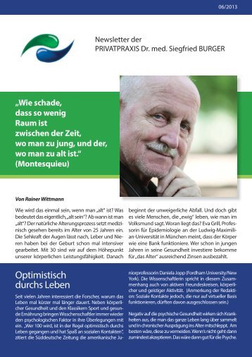 Optimistisch durchs Leben - Privatpraxis Dr. Siegfried Burger