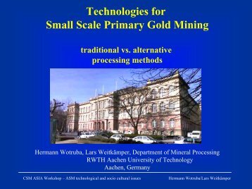 Technologies For Small Scale Primary Gold Mining