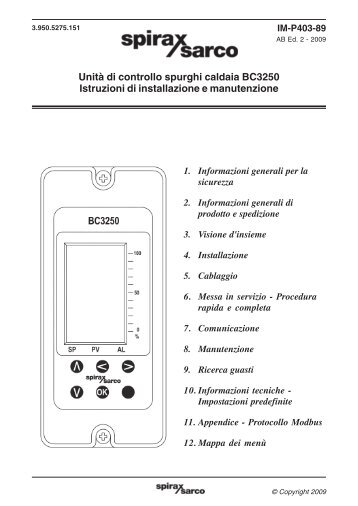 UnitÃ  di controllo spurghi caldaia BC3250 Istruzioni di installazione ...