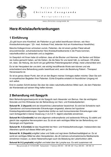 Herz-Kreislauferkrankungen 1 Einführung - Christina Casagrande