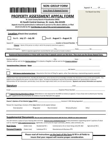 2013 Appeal Form - St. Louis County Department of Revenue