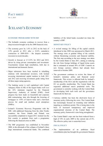 Fact sheet - Iceland's Economy - No 1, 2013 (pdf) - Ministry for ...