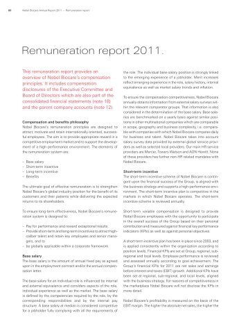 Remuneration report 2011. - Nobel Biocare Corporate