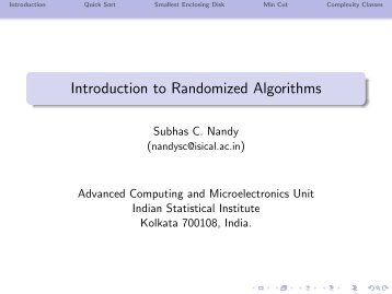Introduction to Randomized Algorithms