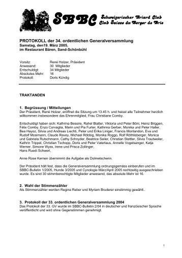 GV-Protokoll 19[1][1].3.05 - Schweizerische Briard Club