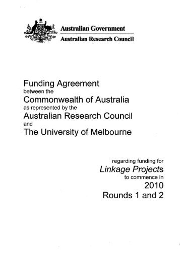 Funding Agreement - Melbourne Research - University of Melbourne