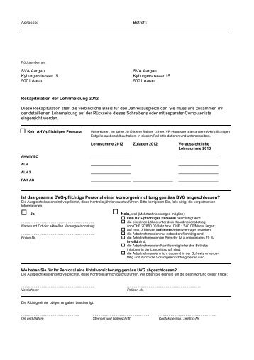 Lohnbescheinigungsformular 2012 - SVA Aargau