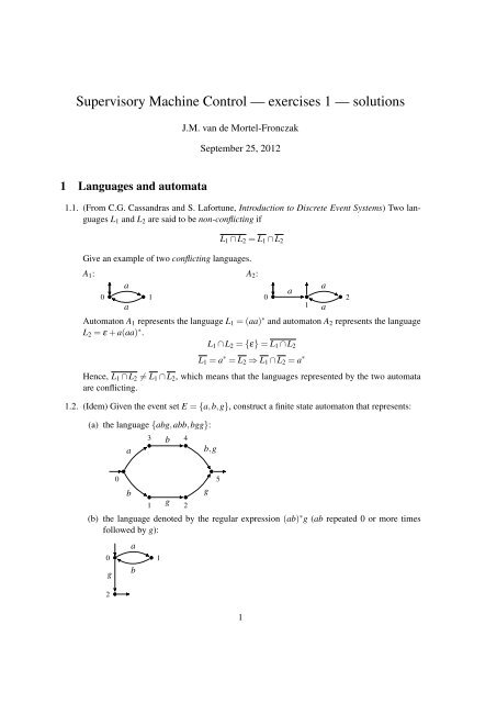 Supervisory Machine Control A Exercises 1 A Solutions