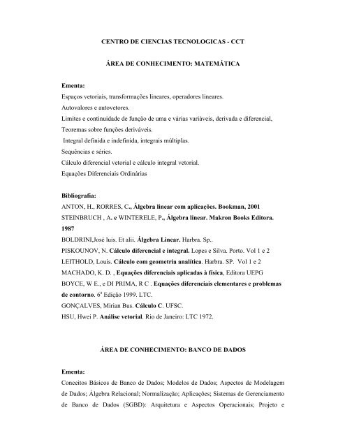 Anexo II - Ementas e Bibliografia - Udesc