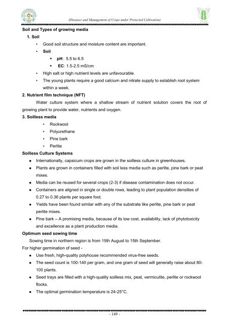 Diseases and Management of Crops under Protected Cultivation