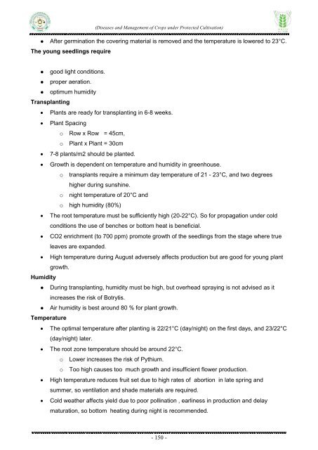 Diseases and Management of Crops under Protected Cultivation