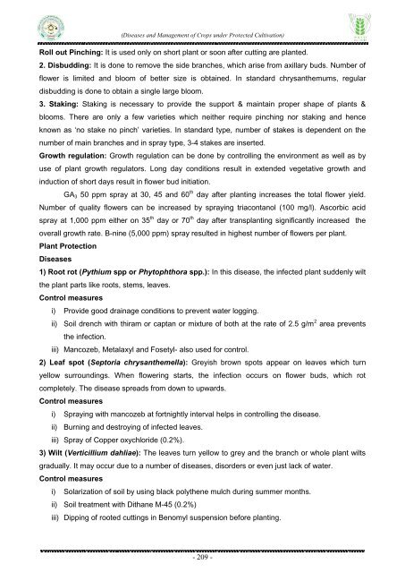 Diseases and Management of Crops under Protected Cultivation