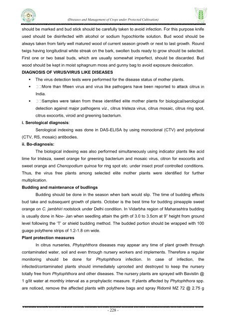 Diseases and Management of Crops under Protected Cultivation