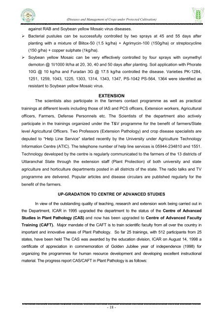 Diseases and Management of Crops under Protected Cultivation