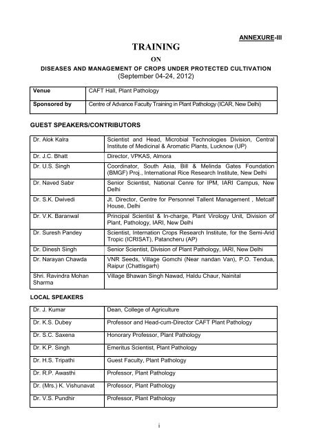 Diseases and Management of Crops under Protected Cultivation