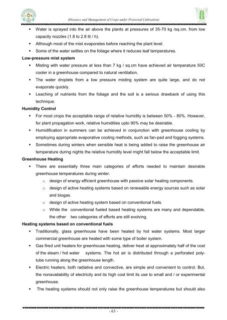 Diseases and Management of Crops under Protected Cultivation