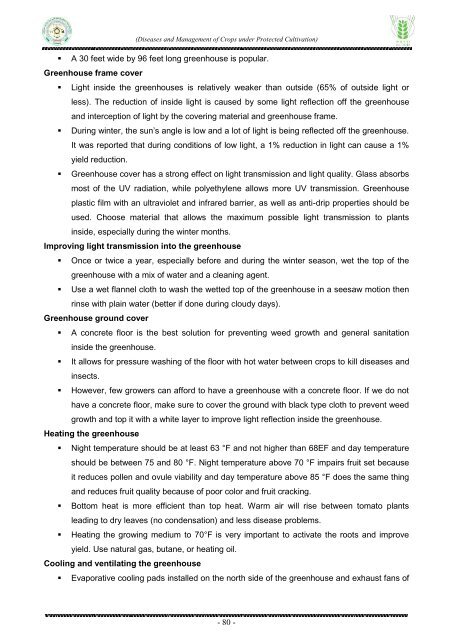 Diseases and Management of Crops under Protected Cultivation