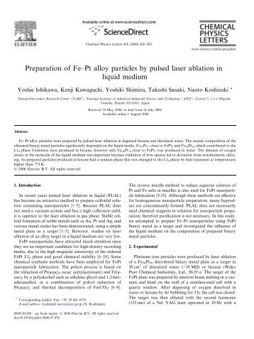 Preparation of Fe-Pt alloy particles by pulsed las...