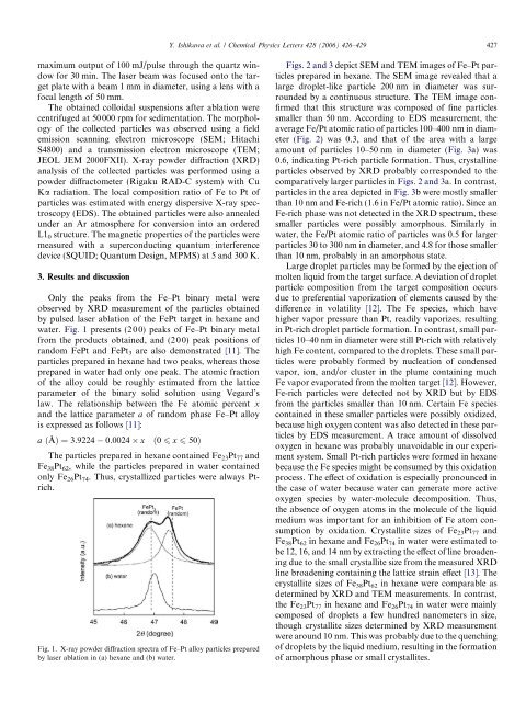 Preparation of Fe-Pt alloy particles by pulsed las...