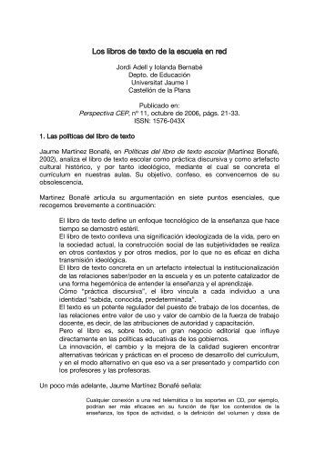 Los libros de texto de la escuela en red - Jordi Adell - Universitat ...