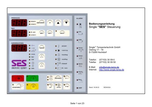 SES Regler Anleitung - SINGLE Temperiertechnik GmbH