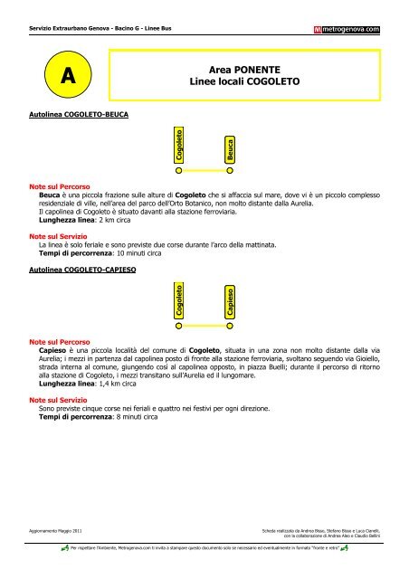 Area PONENTE Linee locali COGOLETO - Metrogenova.com