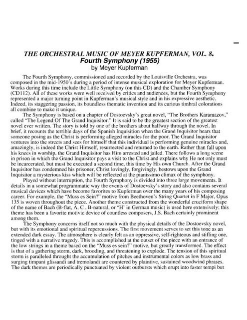 THE ORCHESTRAL MUSIC OF MEYER KUPFERMAN, VOL 8 ...