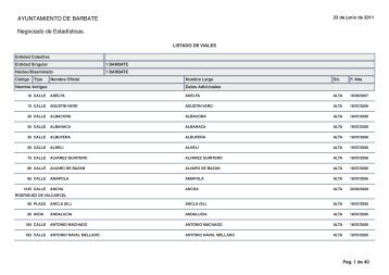 Listado de VÃ­as - Ayuntamiento de Barbate