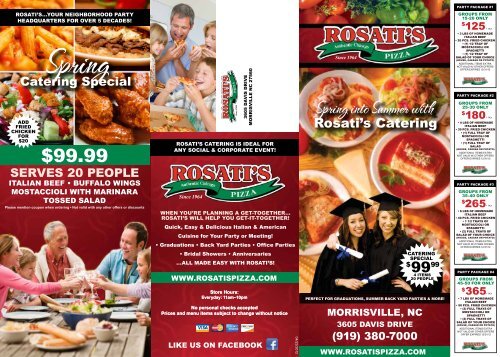 Menu for sale rosati's pizza