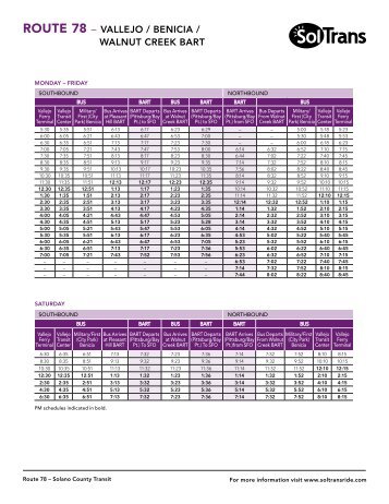 Route 78 â VAllejO / BeNICIA / WAlNUT CReek BART - Soltrans