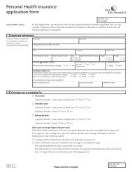 Personal Health Insurance application form - Sun Life Financial