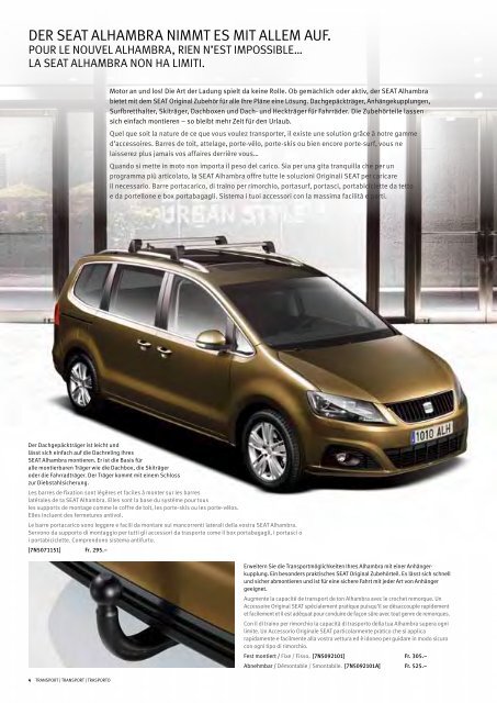 SEAT Alhambra Zubehör | Accessoires | Accessori - J.H. Keller AG