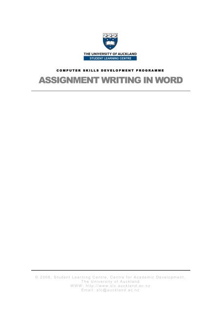 assignment writing in word - The University of Auckland Library